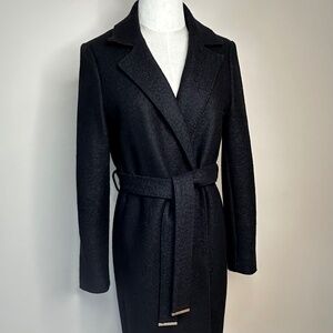 Ted Baker Wool Blend Wrap Midi Coat- Black